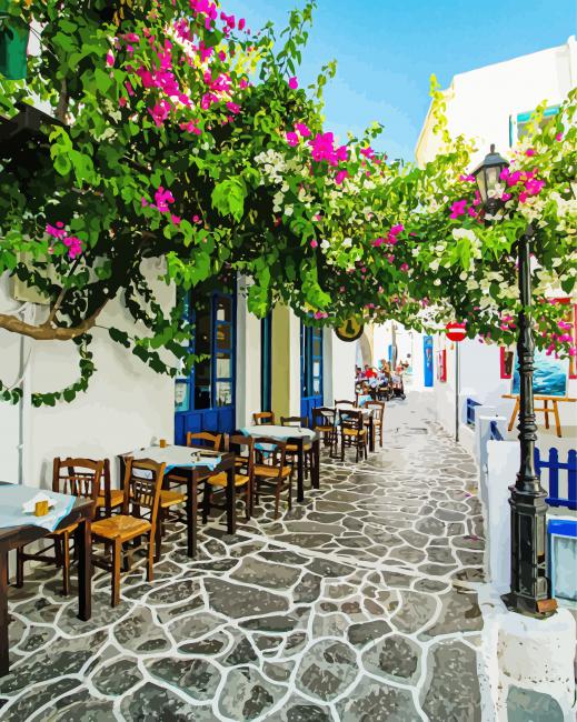 Milos Alleys In Greece paint by number