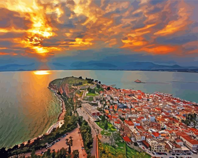 Nafplio City At Sunset paint by number