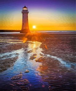 New Brighton Lighthouse At Sunset In England Paint By Numbers