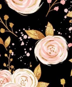 Pink And Gold Flowers Paint By Numbers