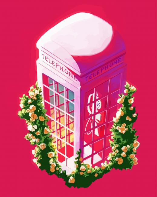 Pink Phone Booth Art paint by number