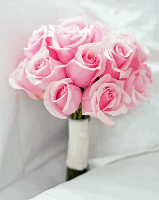 Pink Wedding Roses Paint By Numbers