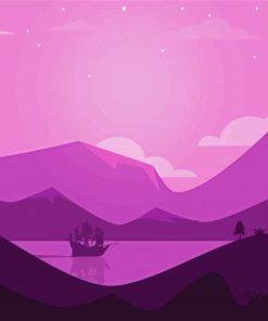 Purple Scene Mountains Paint By Numbers