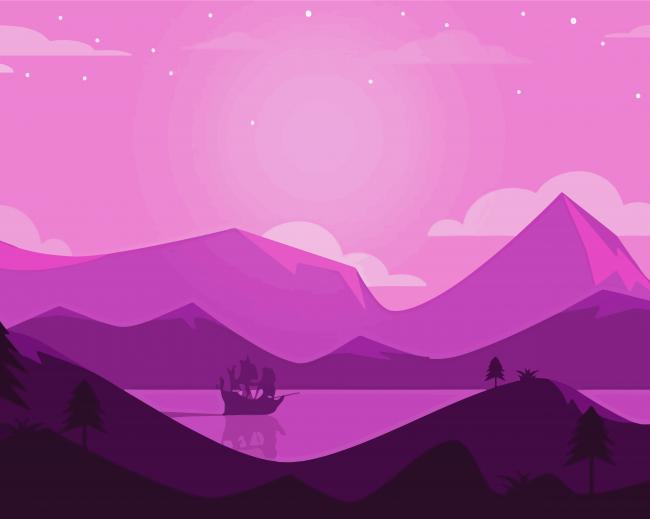 Purple Scene Mountains Paint By Numbers