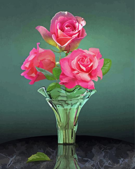 Roses In A Glass Paint By Numbers