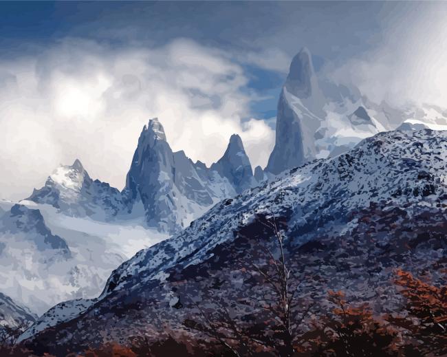 Snowy Fitz Roy In Patagonia Paint By Numbers