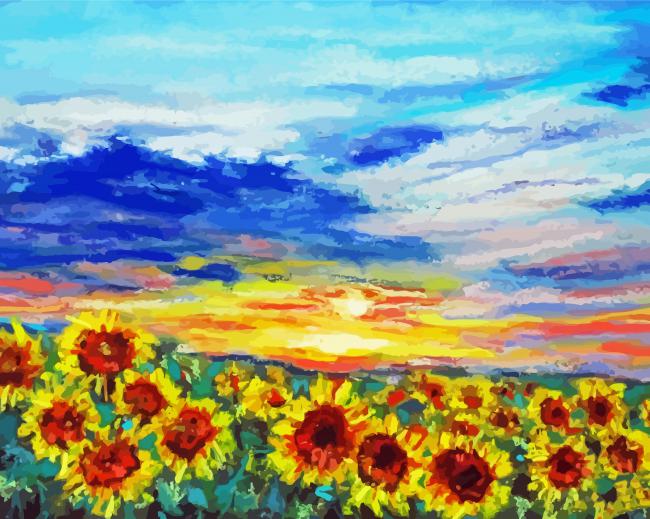Sunflower Landscape Art Paint By Numbers