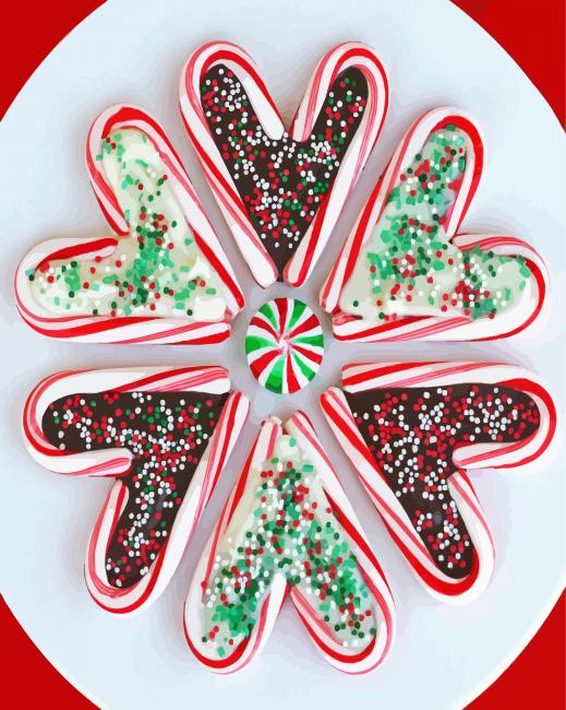 Sweet Candy Cane Hearts Paint By Numbers