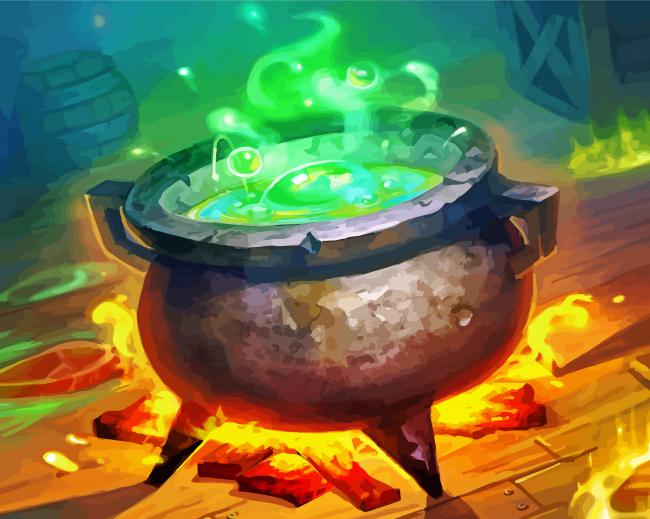 Witch Cauldron Art paint by number