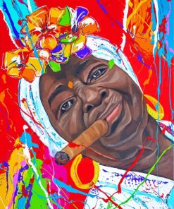 Abstract Lady Smoking Cuban Cigar Paint By Numbers