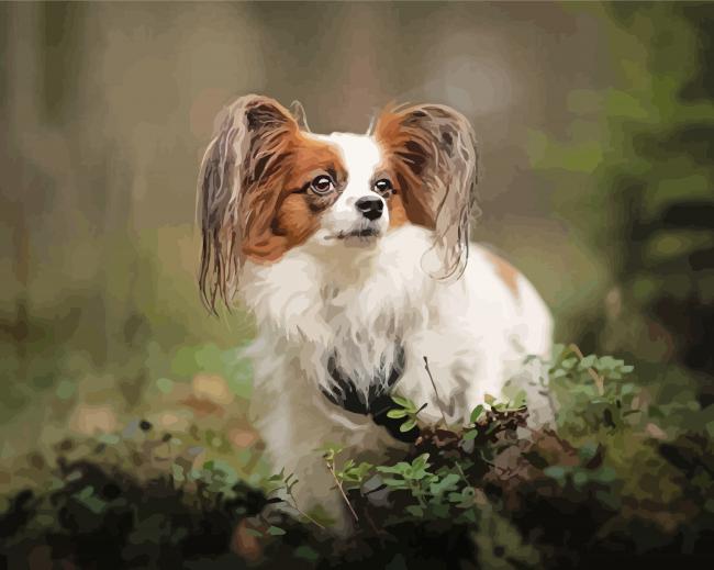 Adorable Papillon Dog paint by number