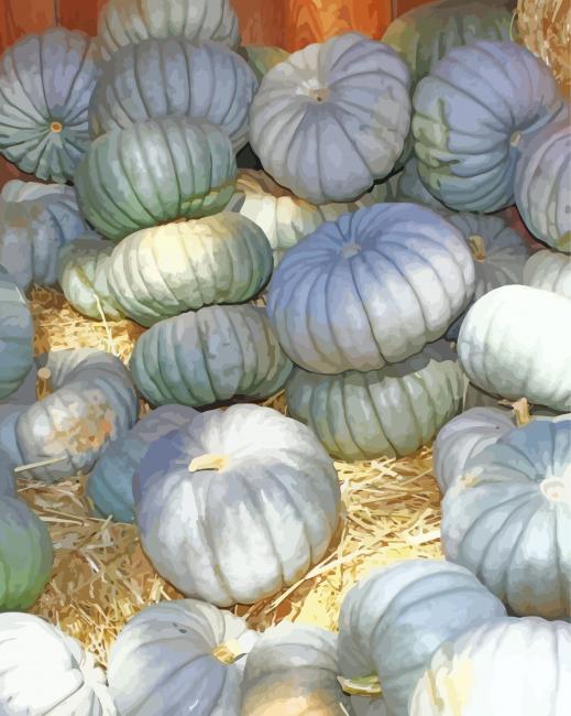 Aesthetic Blue Pumpkins paint by number