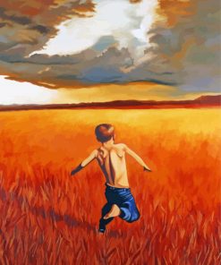 Boy Running Through Field Art Paint By Numbers