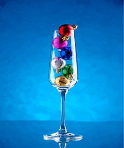 Christmas Balls In Drink Glasses paint by number