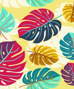 Colorful Monstera Leaves paint by number