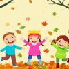 Cute Children Playing With Leaves paint by number