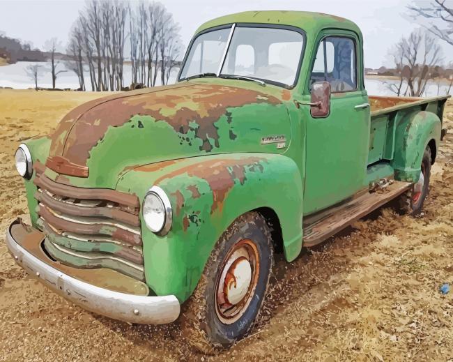 Green Old 1953 GMC Ton Truck paint by number