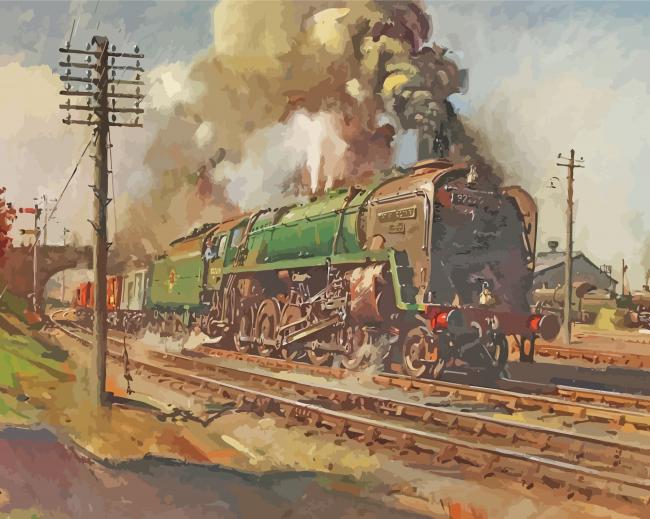 Green Train Terence Cuneo paint by number