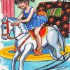 Happy Girl On Rocking Horse paint by number