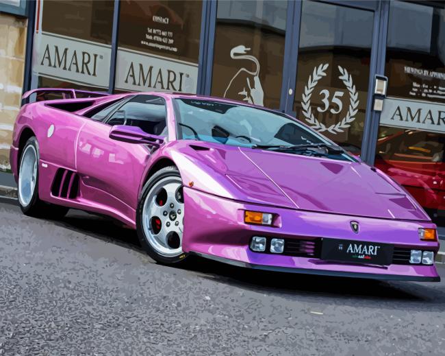 Purple Lamborghini Diablo Car Paint By Numbers