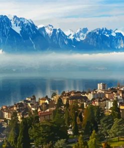 Snowy Mountains Montreux paint by number