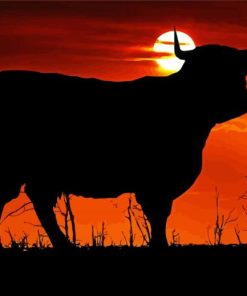 Sunset Cow Silhouette Paint By Numbers