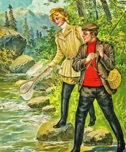 Vintage Couple Fishing Paint By Numbers