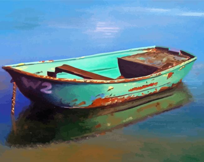 Vintage Green Boat paint by number