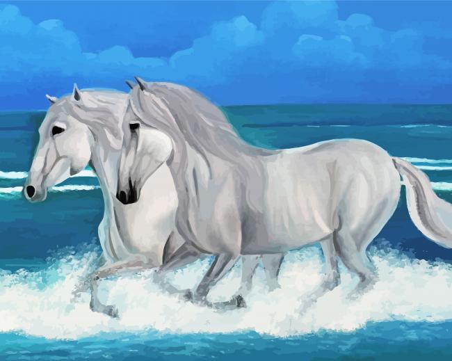 White Horses On The Beach paint by number