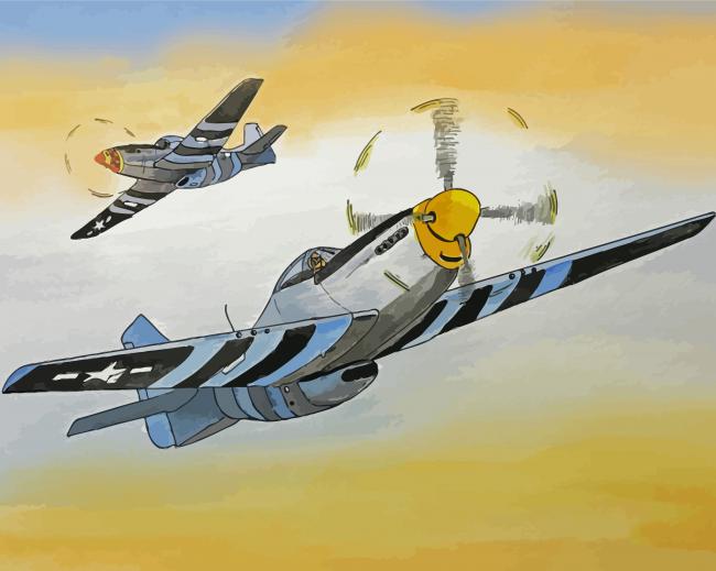 Yellow Nose P51 Mustang Paint By Numbers